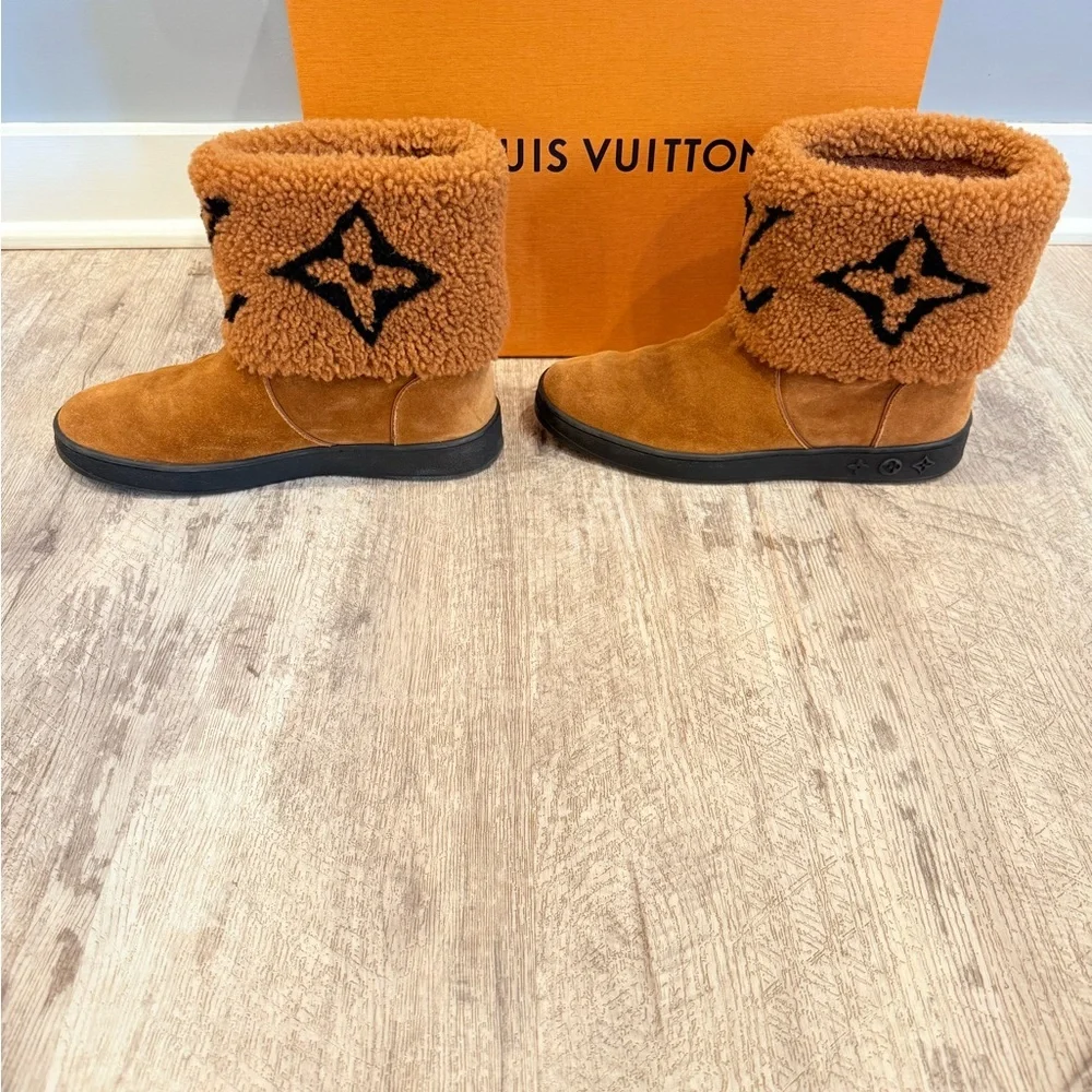 Louis Vuitton Suede Shearling Snowdrop Brown Ankle Booties - Picture 5 of 10
